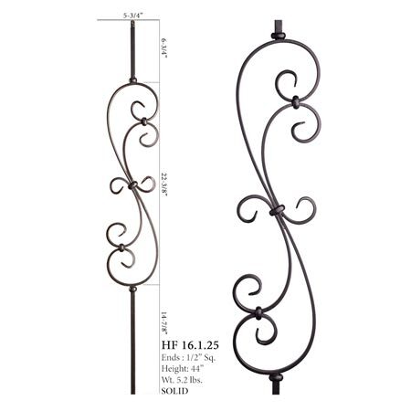HF16.1.25 scrolls square solid baluster stair rail