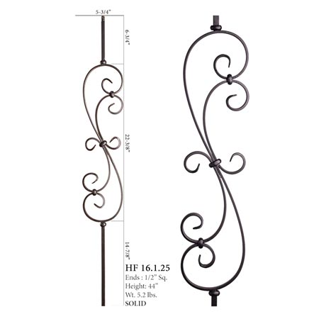 HF16.1.25 scrolls square solid baluster stair rail